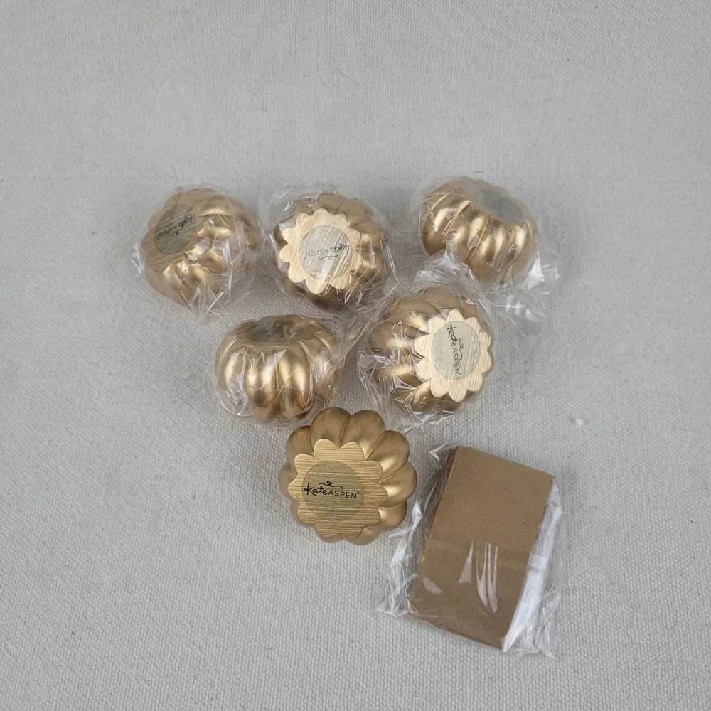 Kate Aspen Gold Pumpkin Place Card‎ Holders Fall Thanksgiving Set of 6 NEW